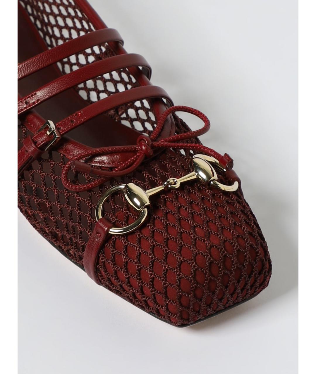 GUCCI Бордовые текстильные балетки, фото 4