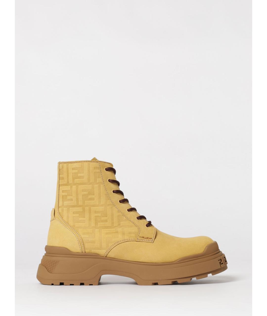 FENDI Бежевые кожаные высокие ботинки, фото 5