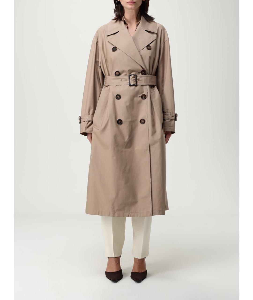 MAX MARA Бежевый хлопковый тренч/плащ, фото 2