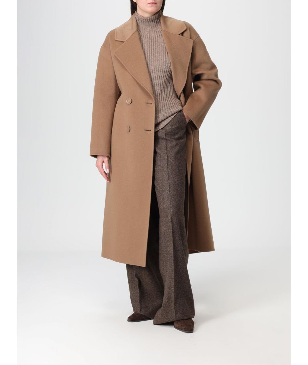 'S MAX MARA Коричневое шерстяное пальто, фото 3
