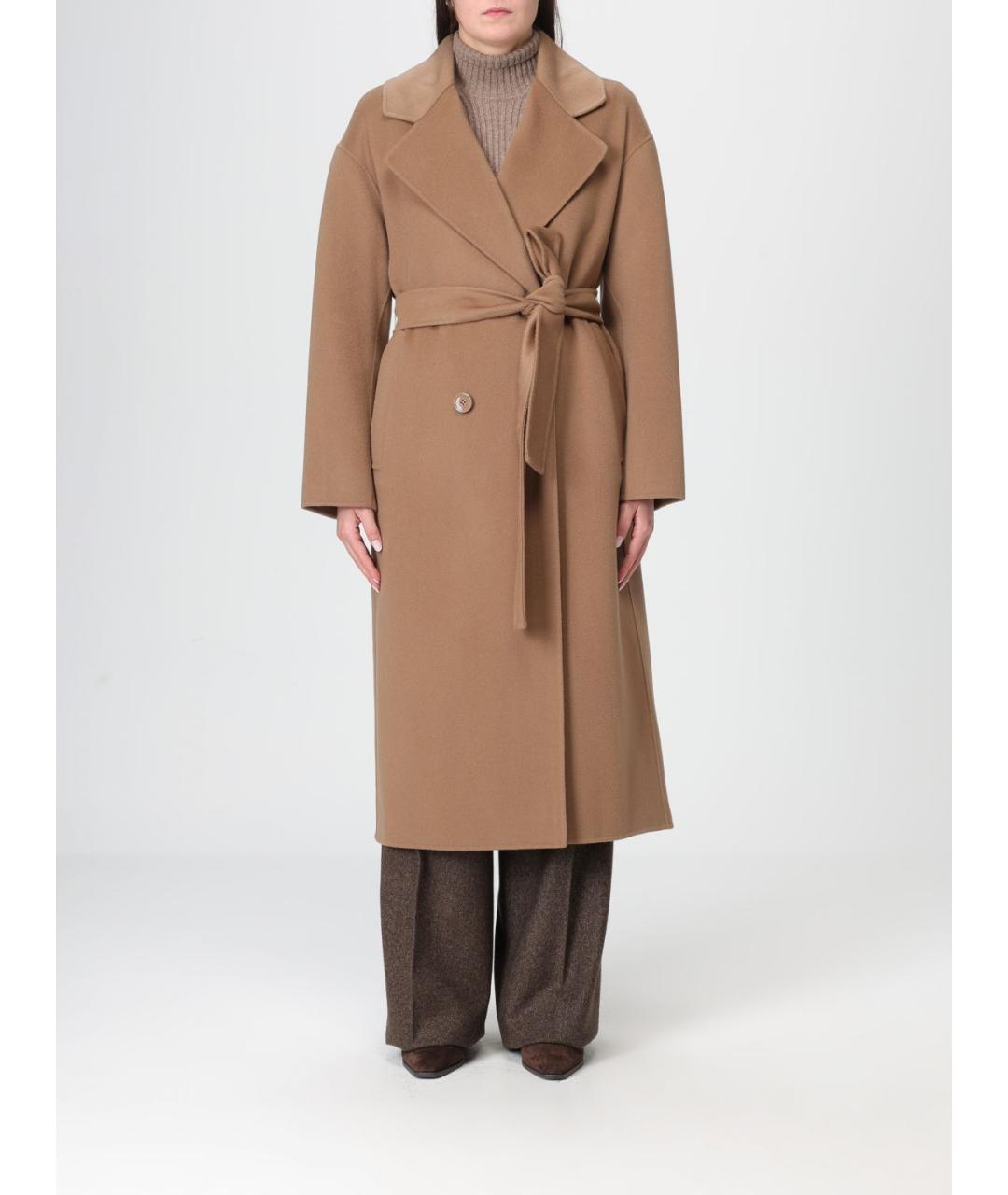 'S MAX MARA Коричневое шерстяное пальто, фото 2