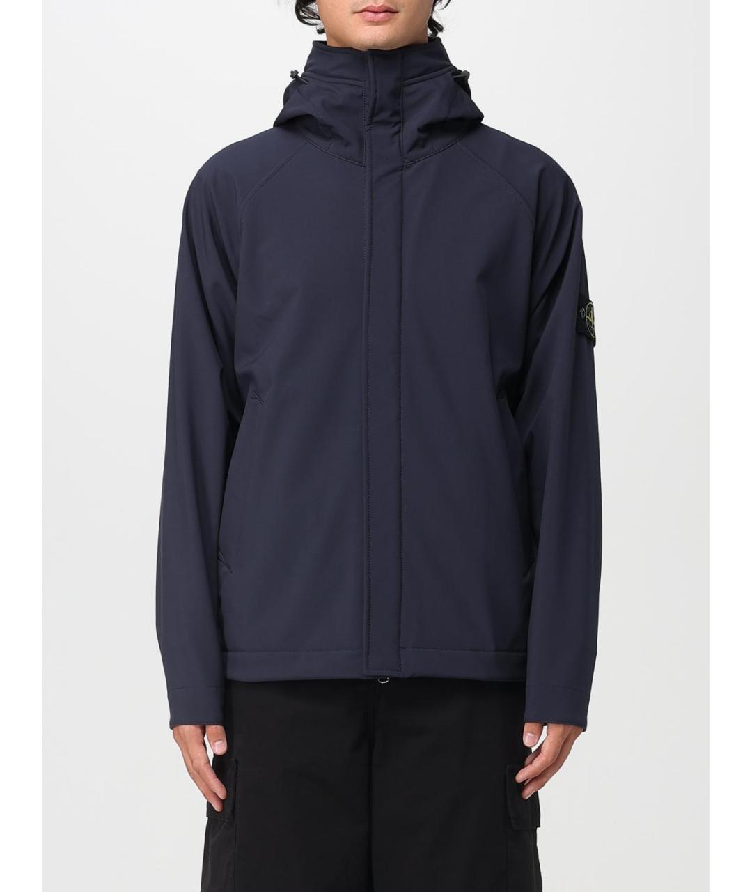 STONE ISLAND Темно-синяя синтетическая куртка, фото 6