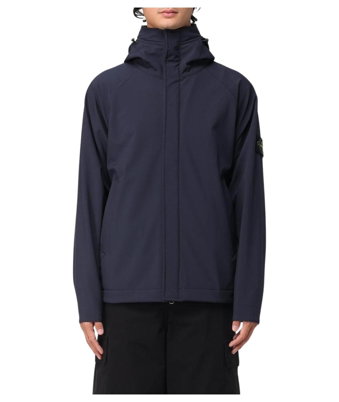 STONE ISLAND Темно-синяя синтетическая куртка, фото 1