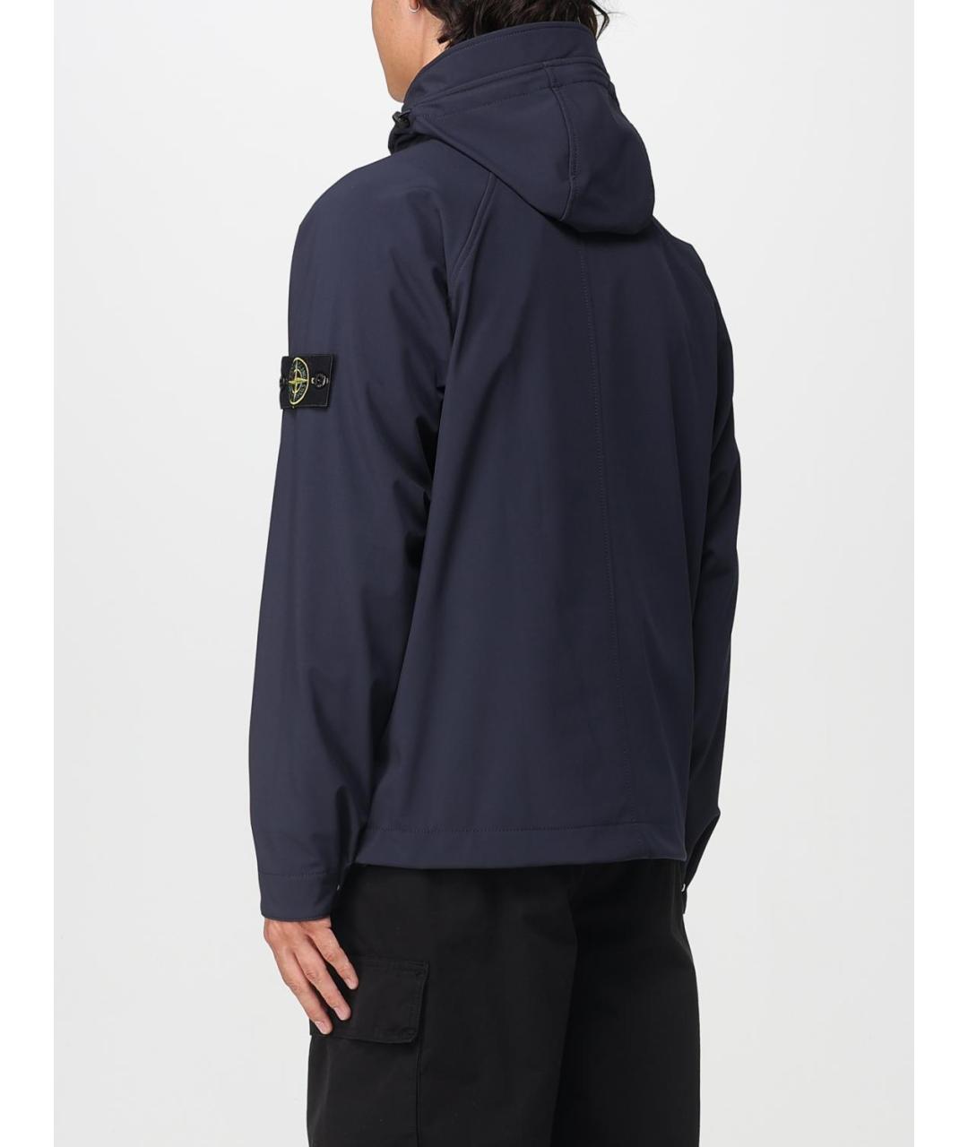 STONE ISLAND Темно-синяя синтетическая куртка, фото 3