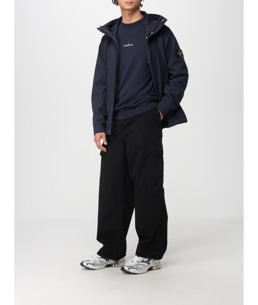 STONE ISLAND Темно-синяя синтетическая куртка, фото 2