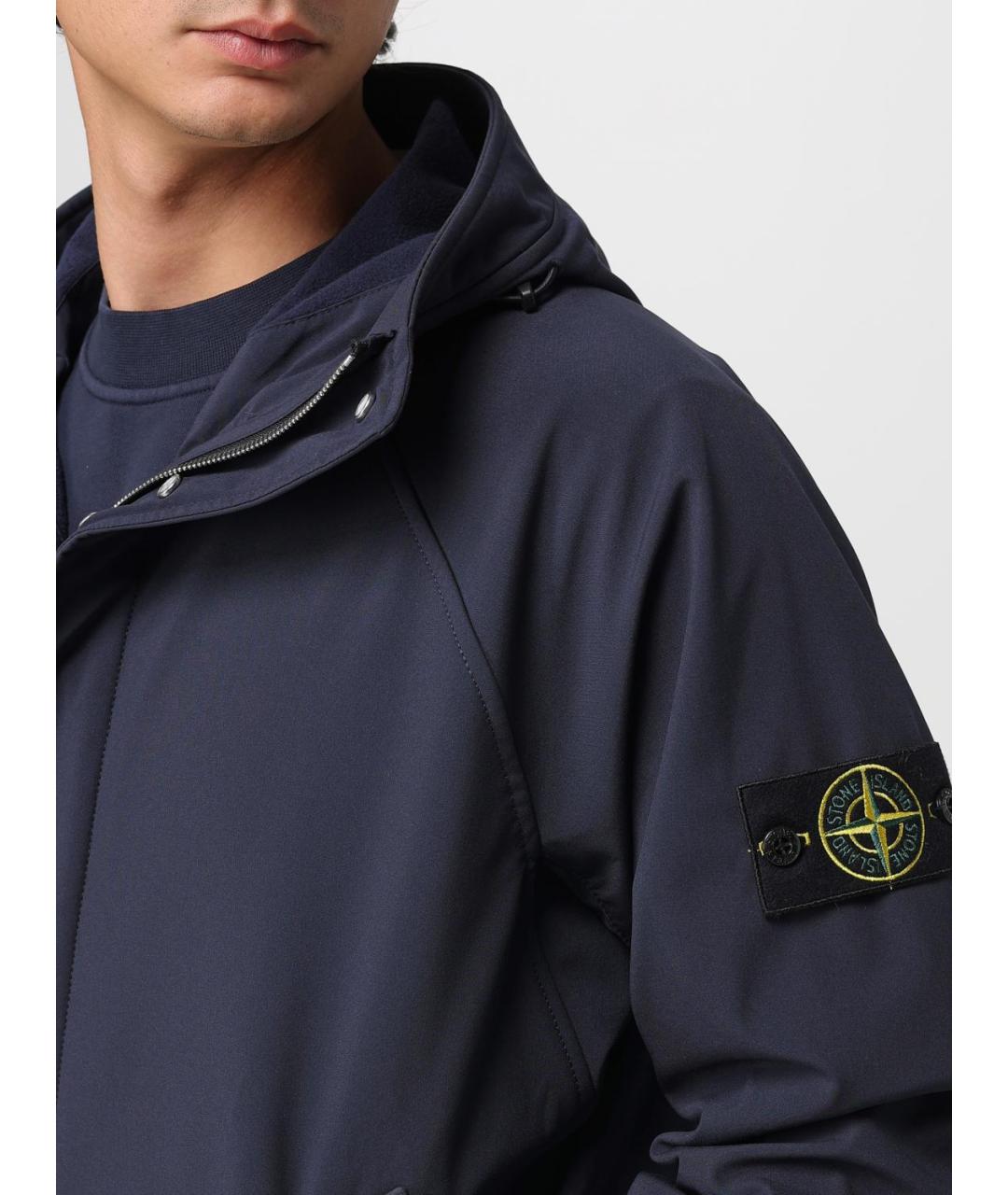 STONE ISLAND Темно-синяя синтетическая куртка, фото 5