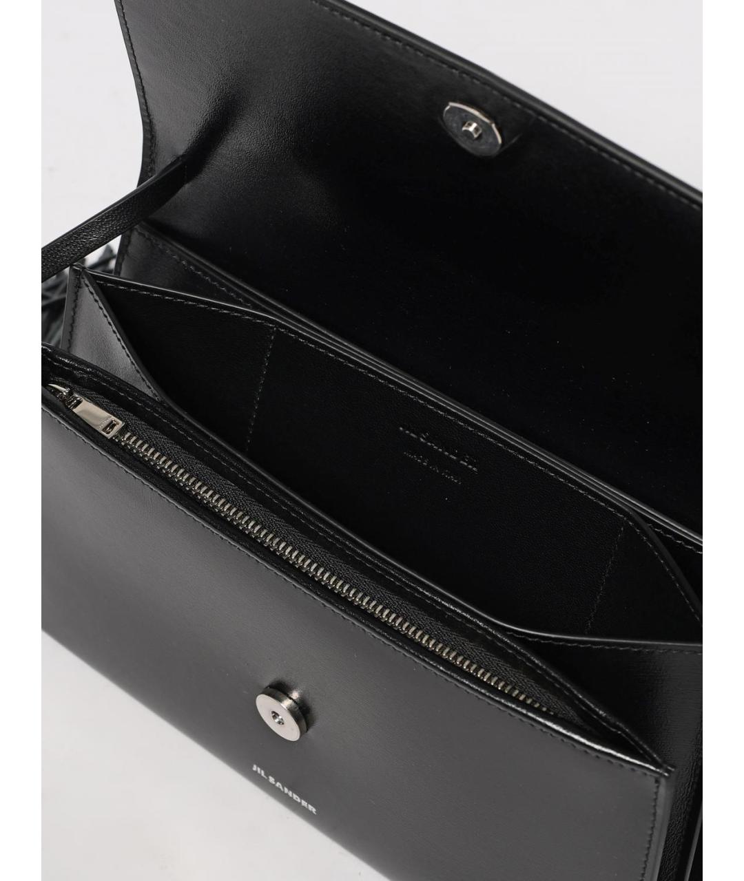 JIL SANDER Черная кожаная сумка через плечо, фото 5