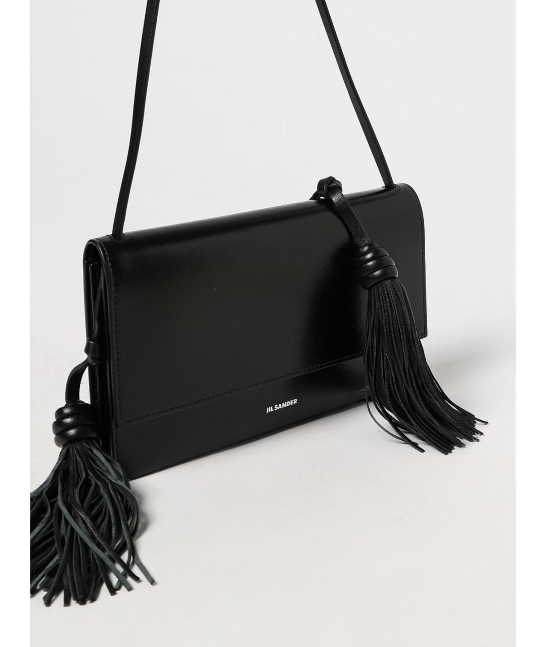 JIL SANDER Черная кожаная сумка через плечо, фото 4