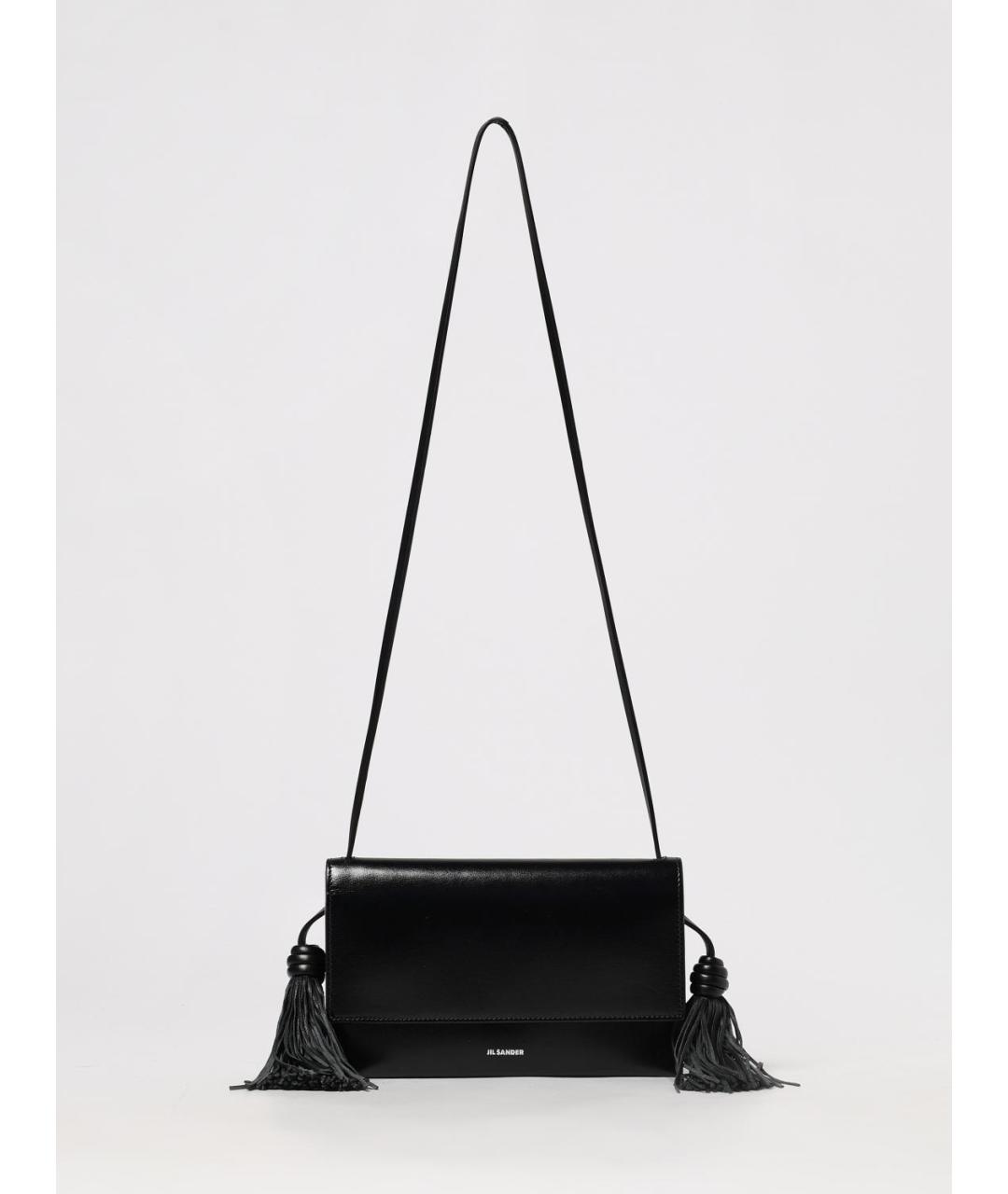 JIL SANDER Черная кожаная сумка через плечо, фото 6