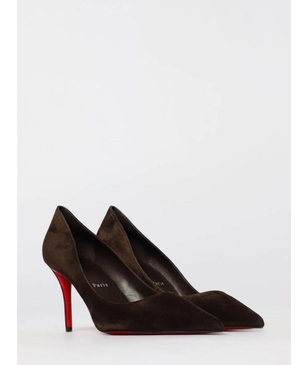 CHRISTIAN LOUBOUTIN Коричневые замшевые туфли, фото 2