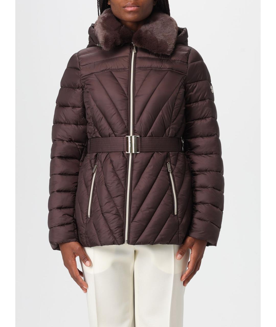 MICHAEL KORS Коричневый полиамидовый пуховик, фото 2
