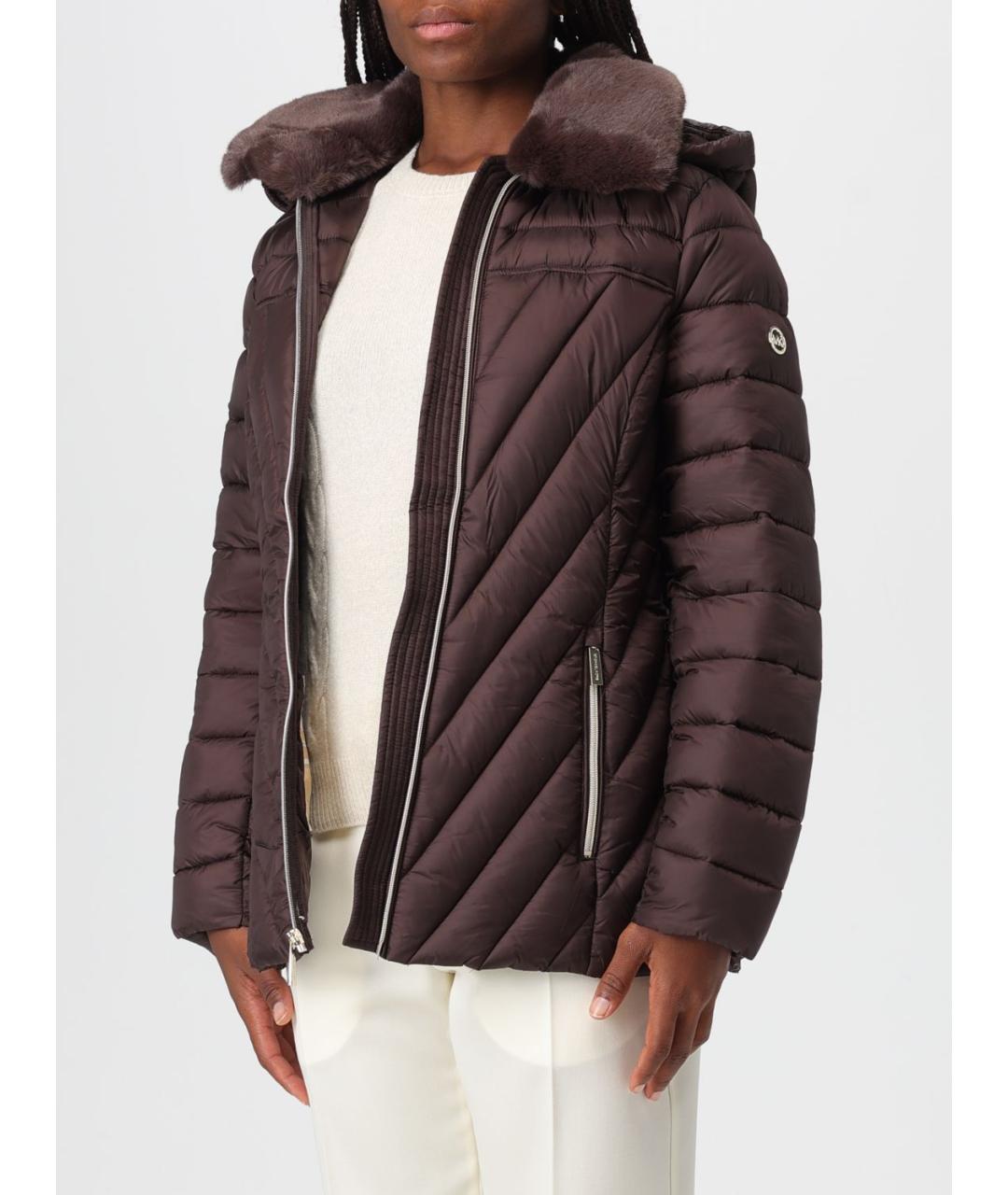 MICHAEL KORS Коричневый полиамидовый пуховик, фото 4