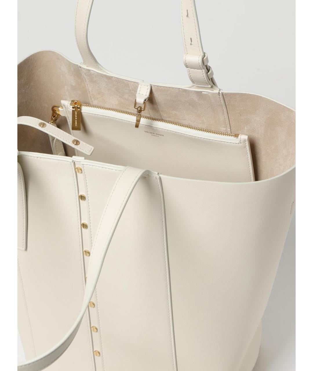 GOLDEN GOOSE DELUXE BRAND Бежевая кожаная сумка тоут, фото 4