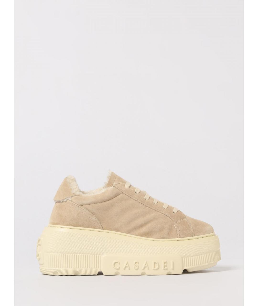 CASADEI Бежевые замшевые кеды, фото 5