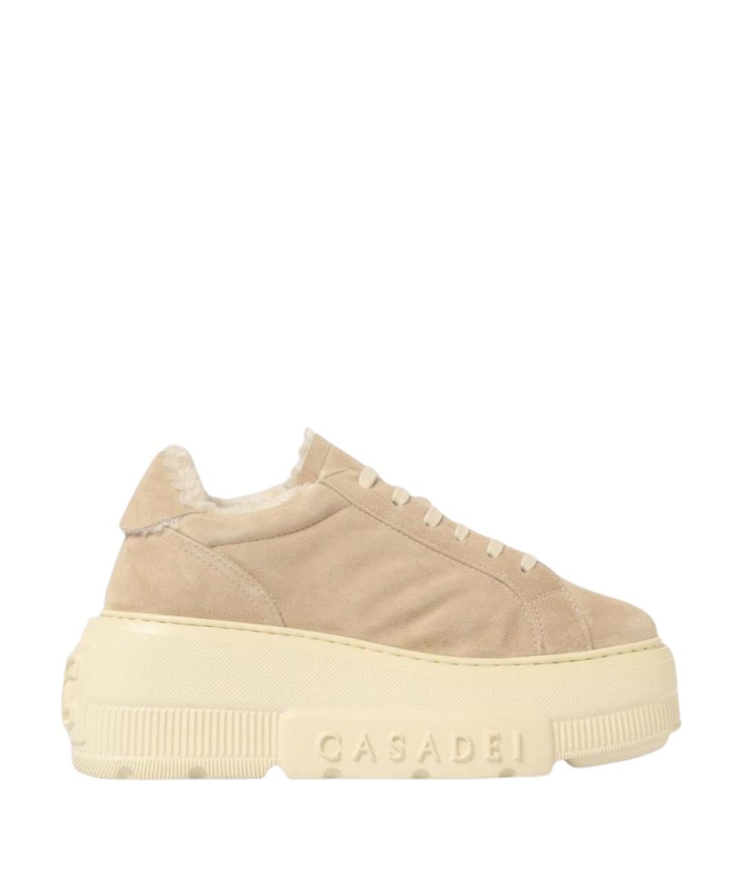 CASADEI Бежевые замшевые кеды, фото 1
