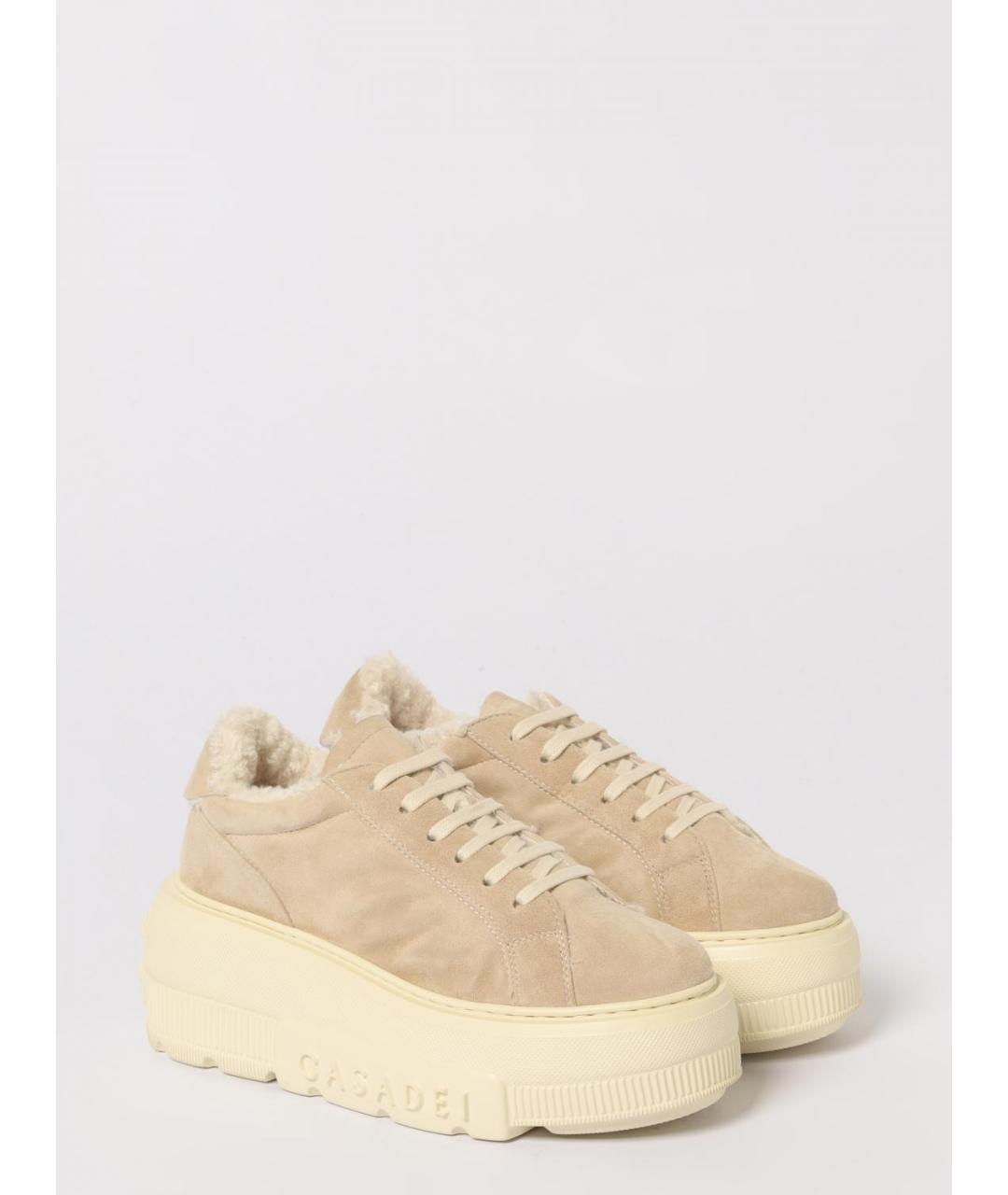 CASADEI Бежевые замшевые кеды, фото 2