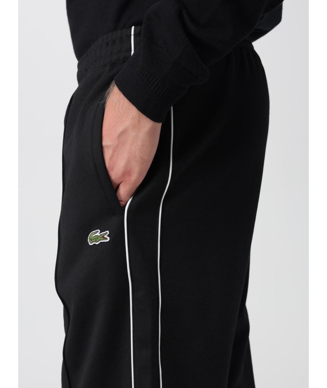 LACOSTE Черные полиэстеровые повседневные брюки, фото 4