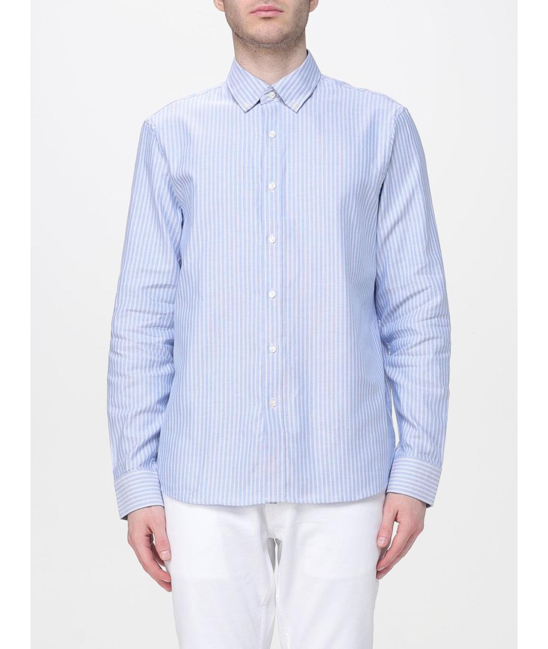 MICHAEL KORS Голубая хлопковая кэжуал рубашка, фото 4