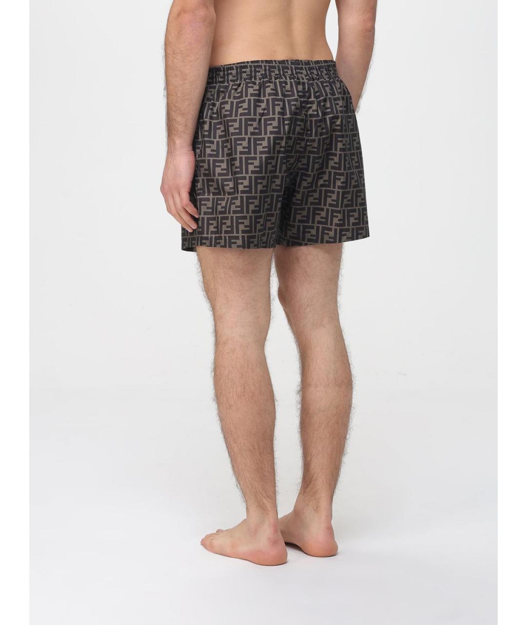 FENDI Коричневые синтетические шорты, фото 2