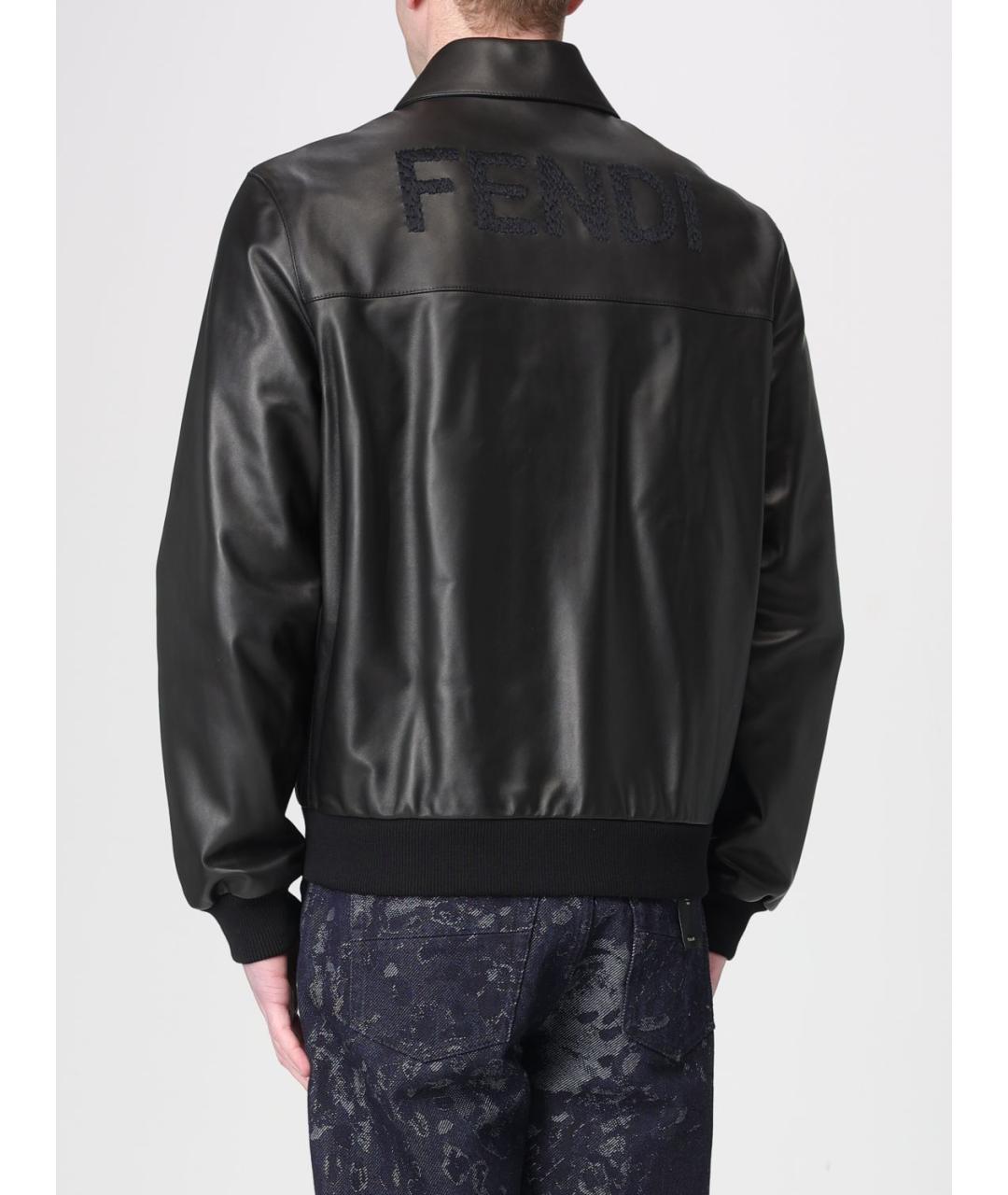 FENDI Черная кожаная куртка, фото 3