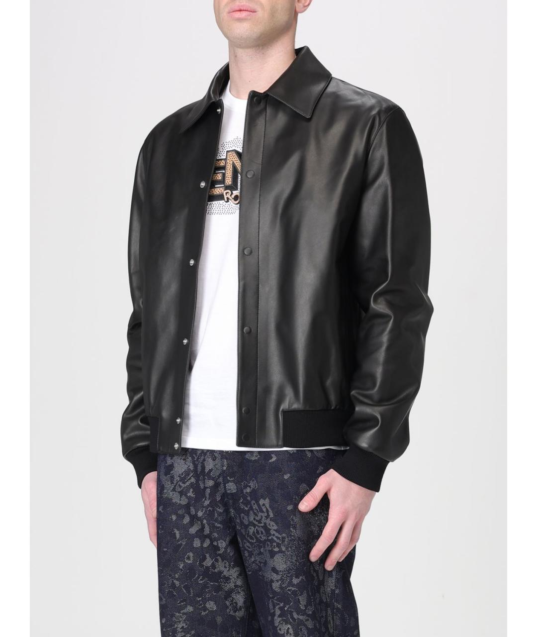 FENDI Черная кожаная куртка, фото 4