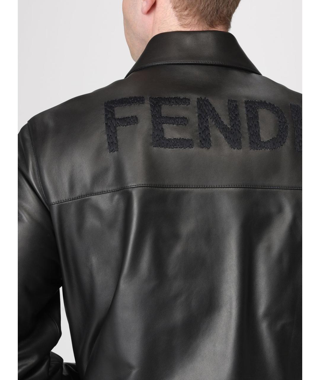 FENDI Черная кожаная куртка, фото 5
