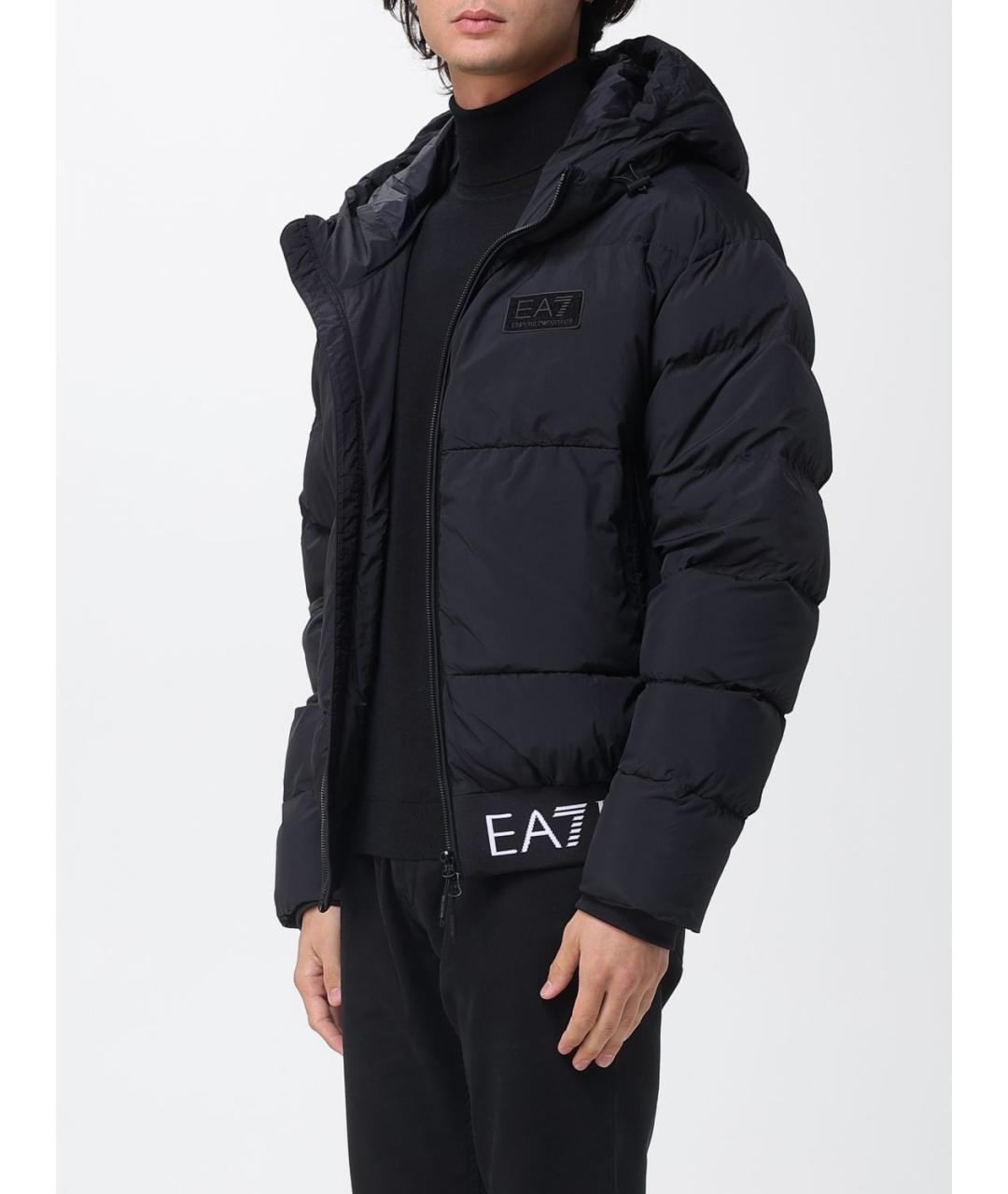 EA7 Черный полиамидовый пуховик, фото 3