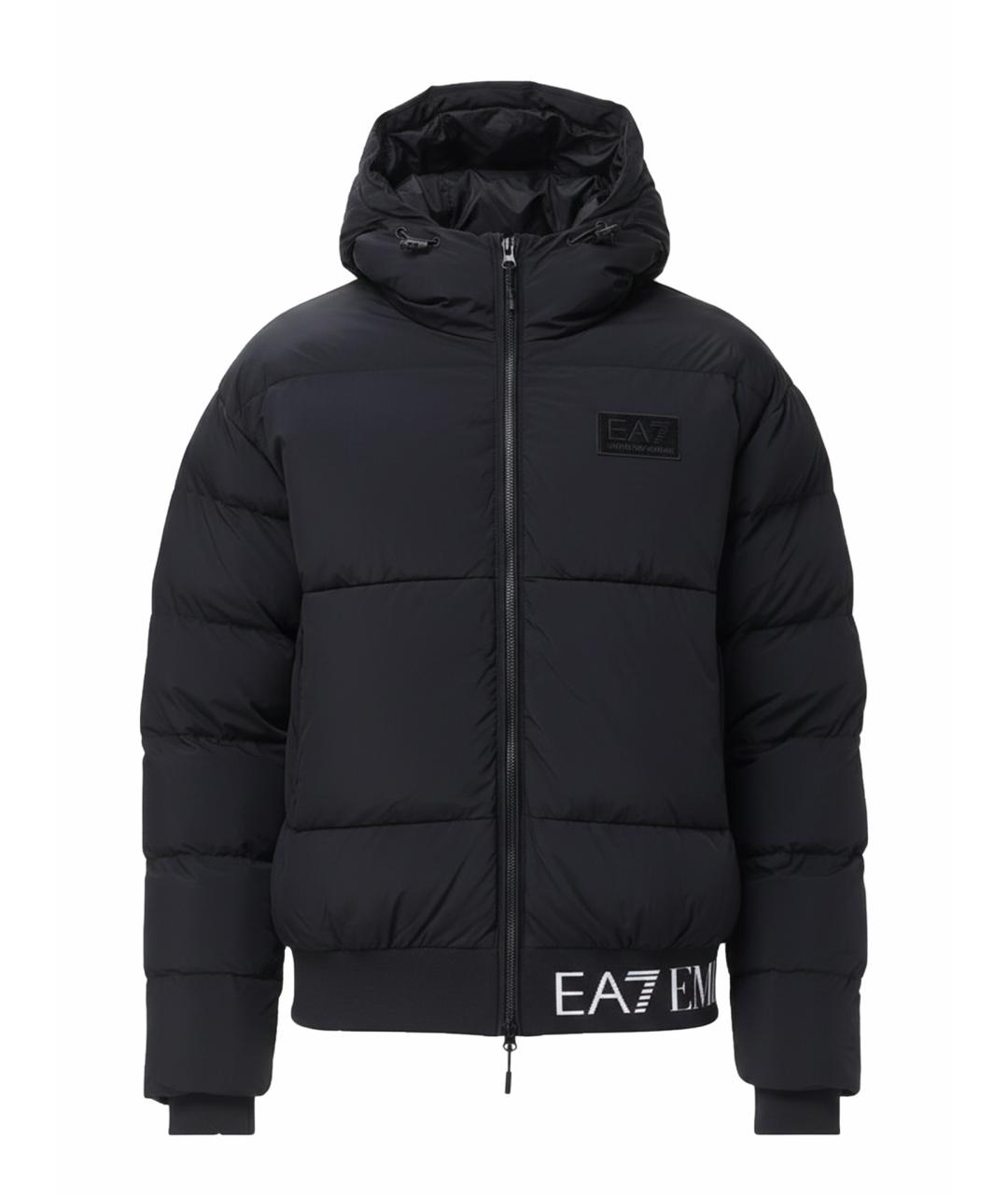 EA7 Черный полиамидовый пуховик, фото 1