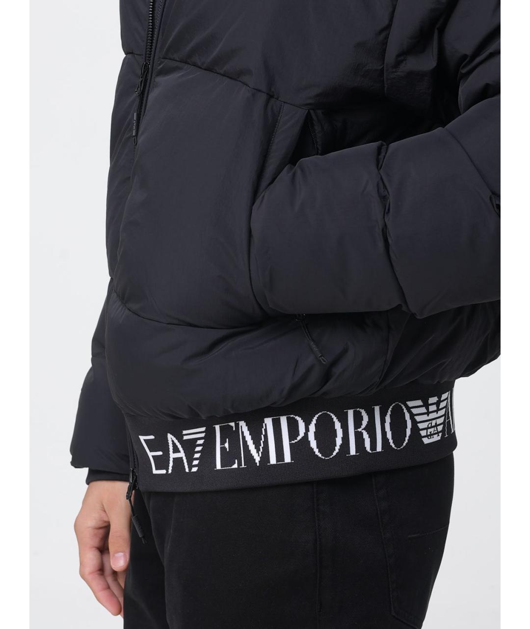 EA7 Черный полиамидовый пуховик, фото 4