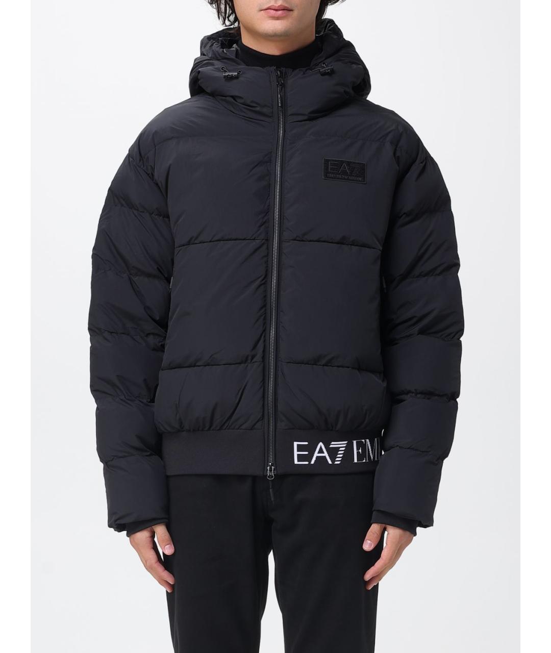 EA7 Черный полиамидовый пуховик, фото 5
