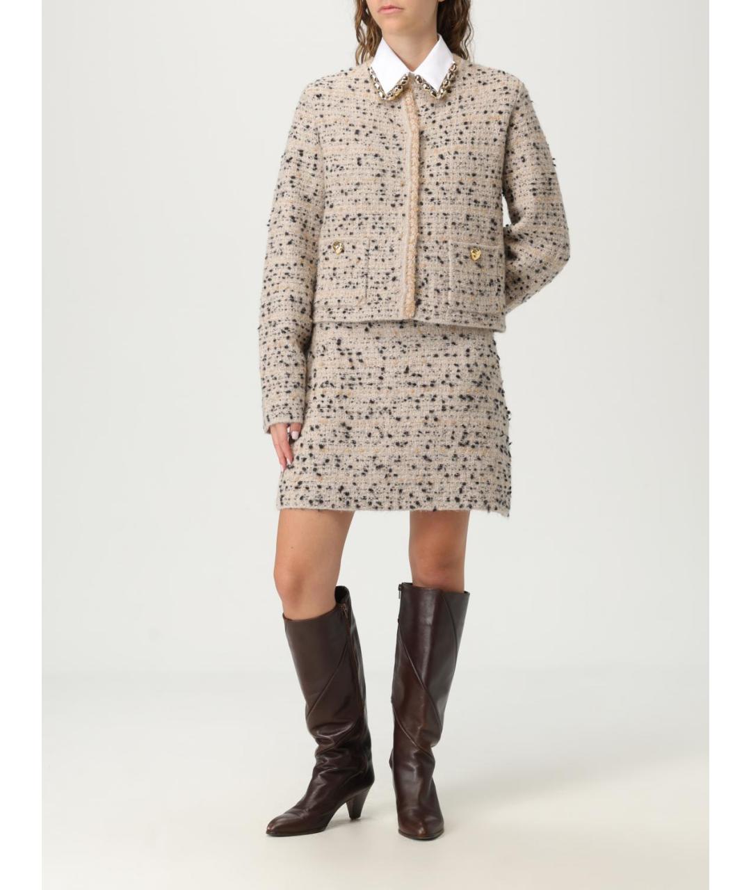 FABIANA FILIPPI Бежевая шерстяная юбка мини, фото 2