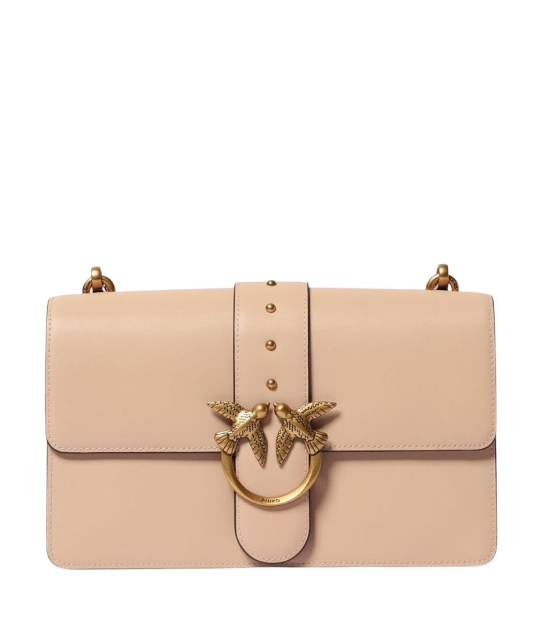PINKO Бежевая кожаная сумка через плечо, фото 1