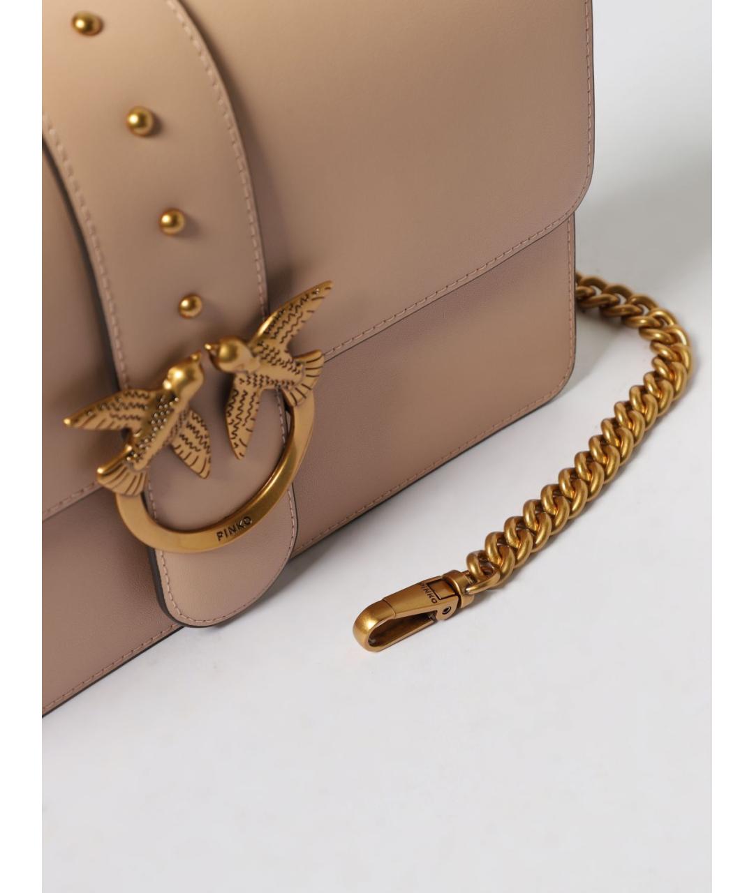 PINKO Бежевая кожаная сумка через плечо, фото 3