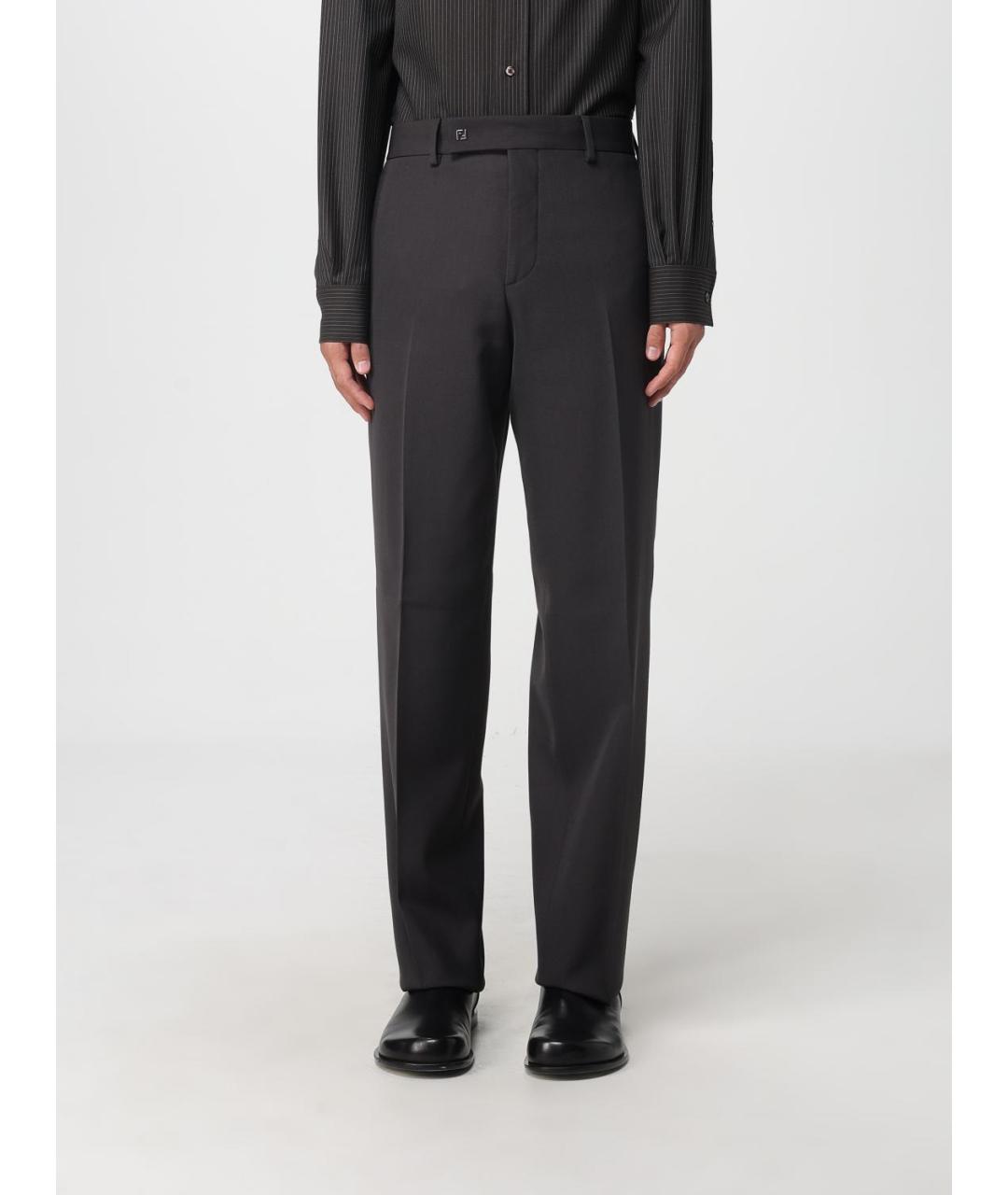FENDI Коричневые шерстяные классические брюки, фото 6