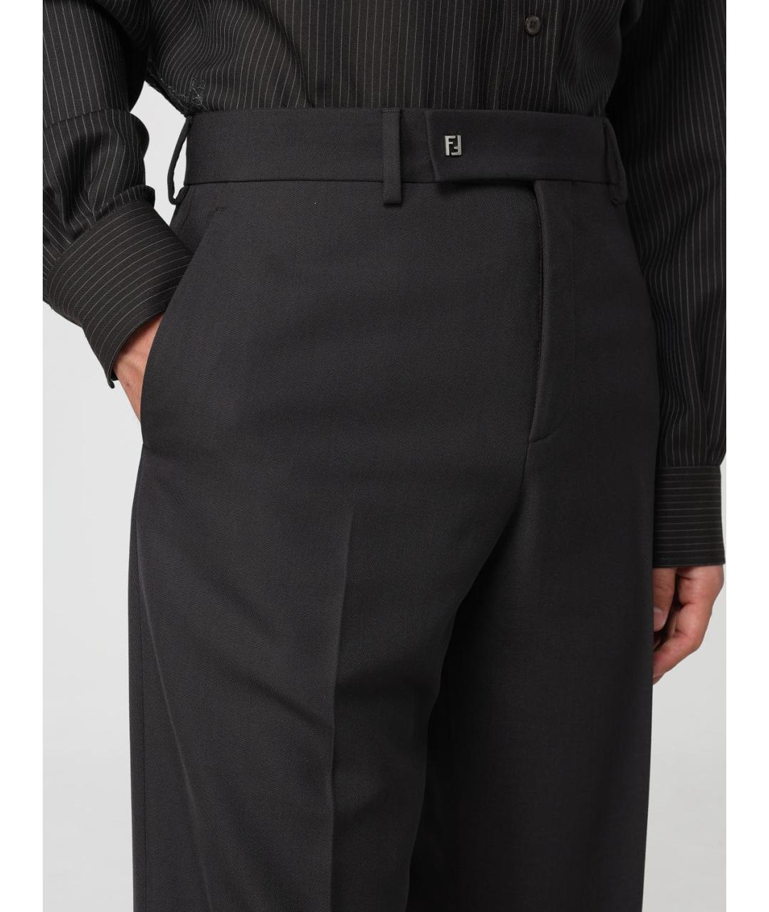 FENDI Коричневые шерстяные классические брюки, фото 5