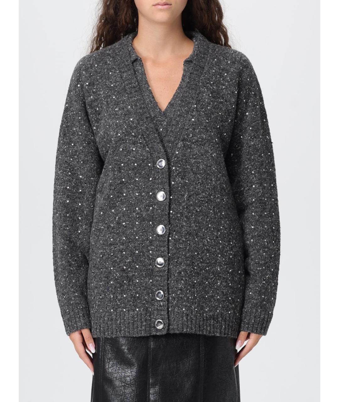 PINKO Серый шерстяной кардиган, фото 2
