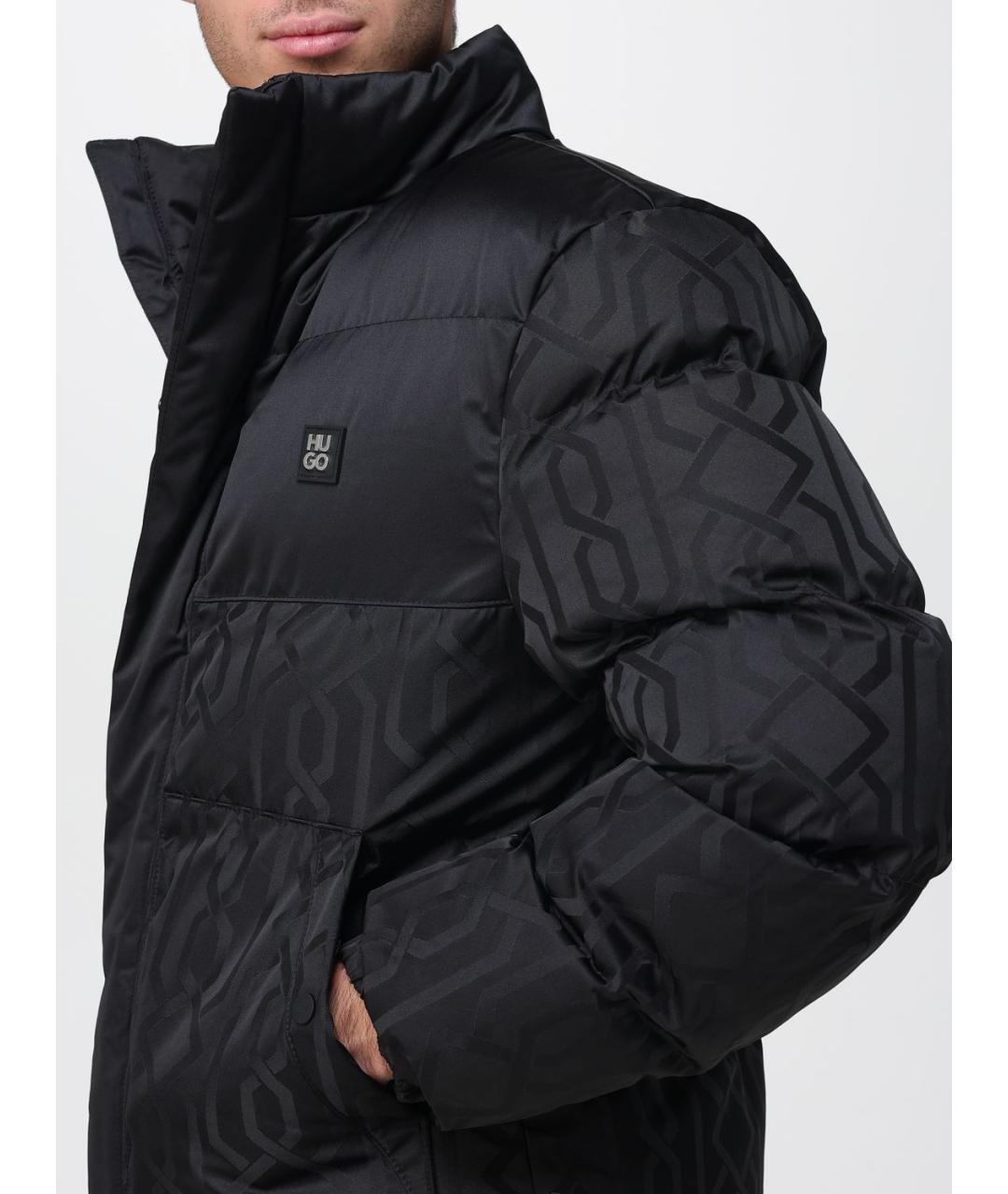 HUGO Черный полиамидовый пуховик, фото 4