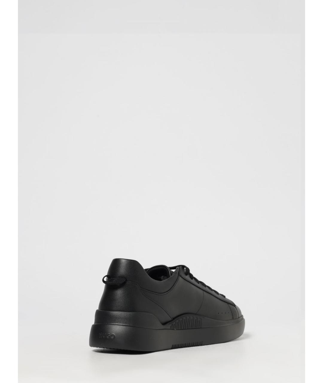 HUGO Черные кожаные низкие кроссовки / кеды, фото 3