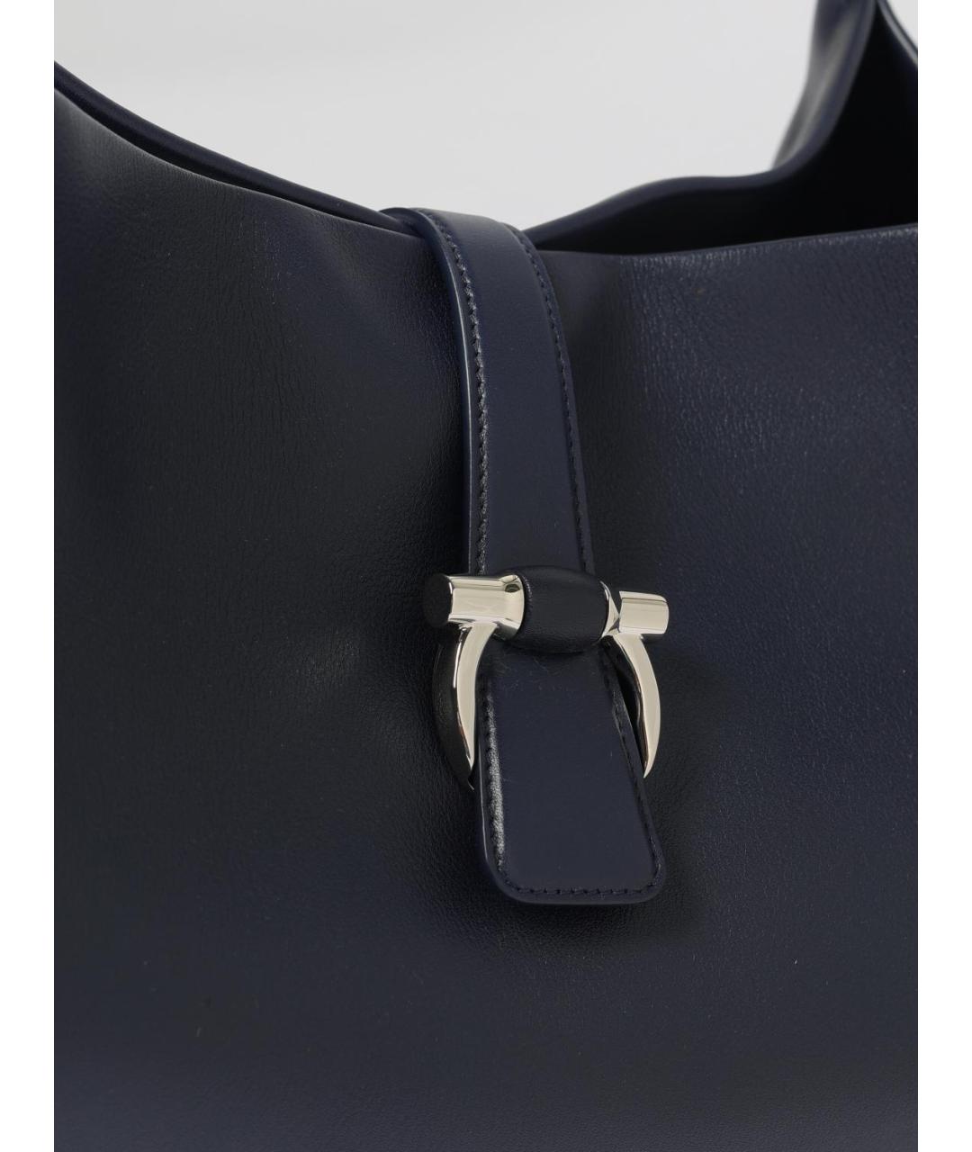 FERRAGAMO Темно-синяя кожаная сумка тоут, фото 3