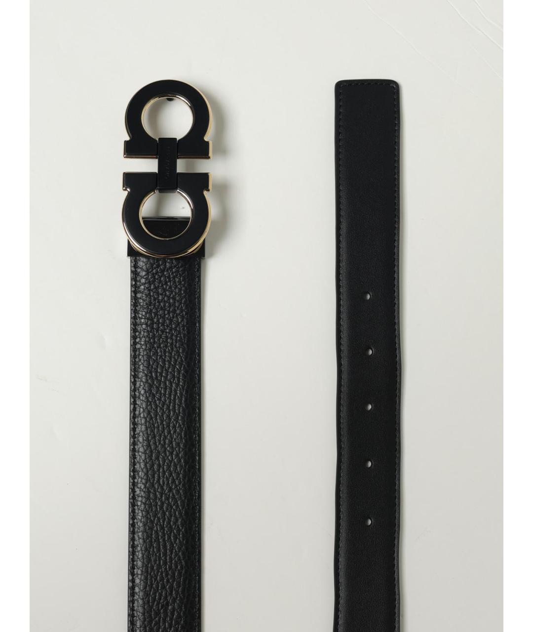 FERRAGAMO Черный кожаный ремень, фото 3