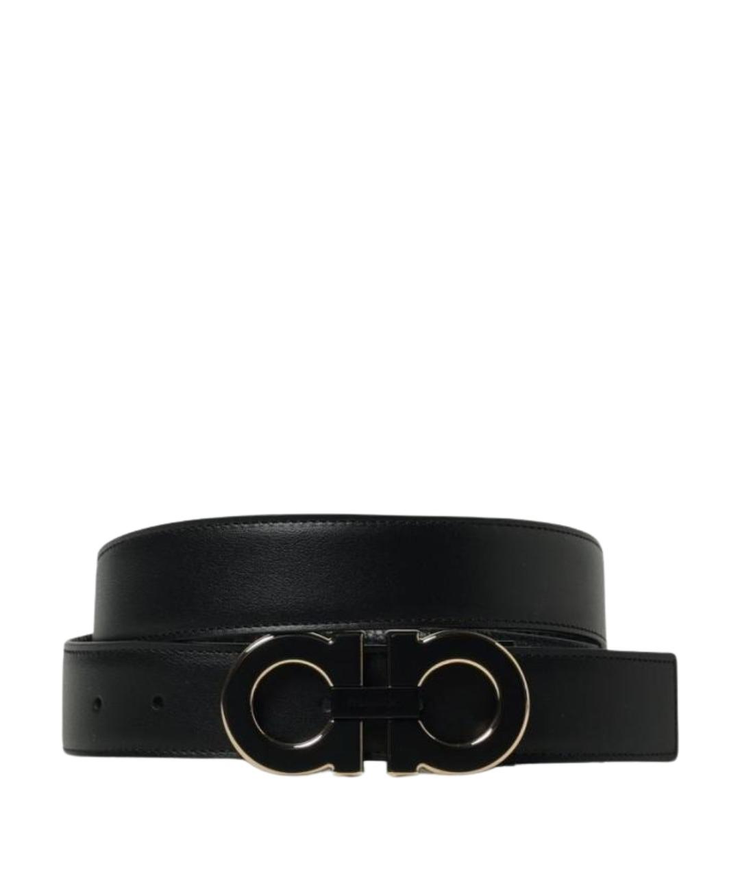FERRAGAMO Черный кожаный ремень, фото 1