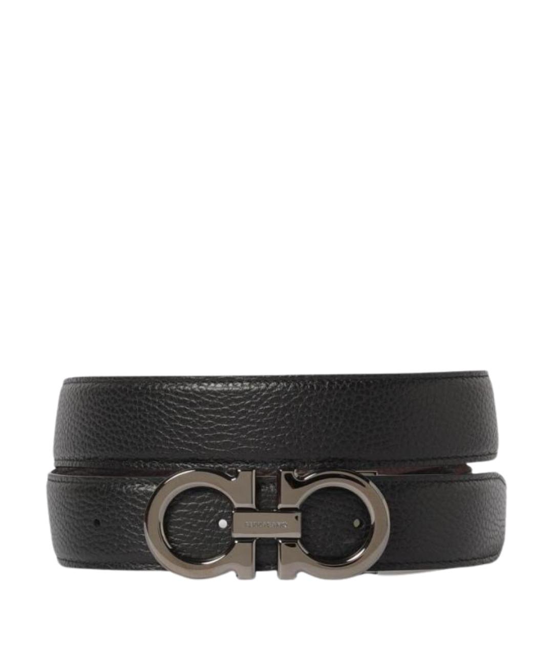 FERRAGAMO Черный кожаный ремень, фото 1