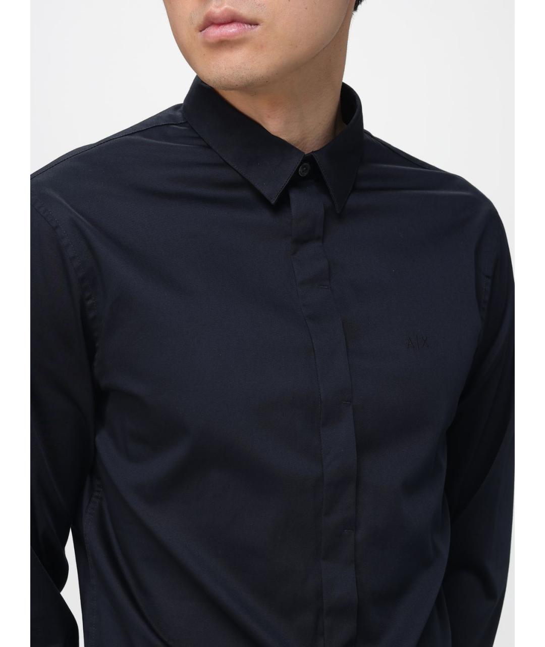 ARMANI EXCHANGE Черная хлопковая кэжуал рубашка, фото 3