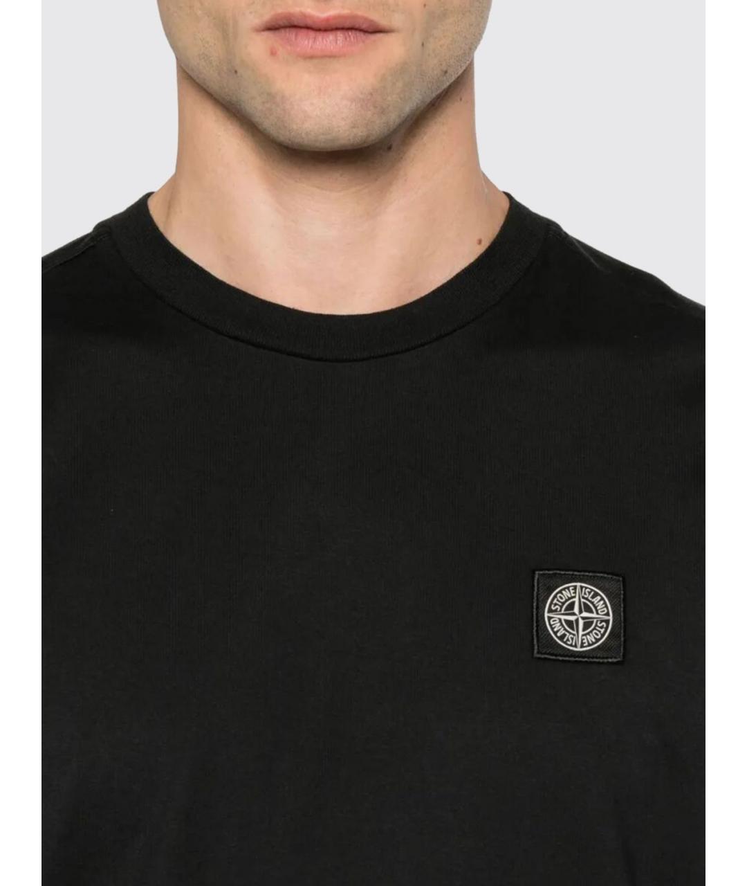 STONE ISLAND Черная хлопковая футболка, фото 4