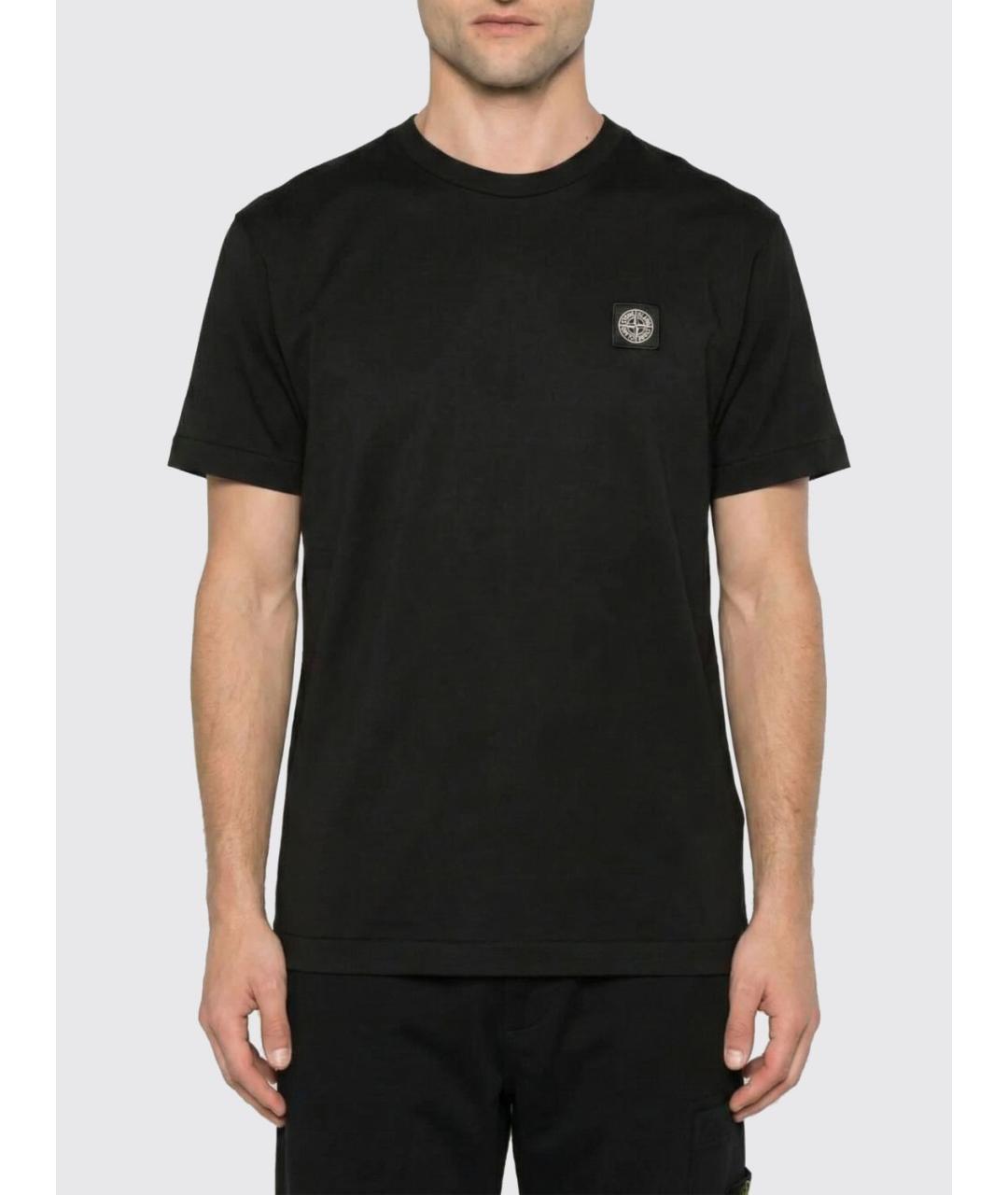 STONE ISLAND Черная хлопковая футболка, фото 2