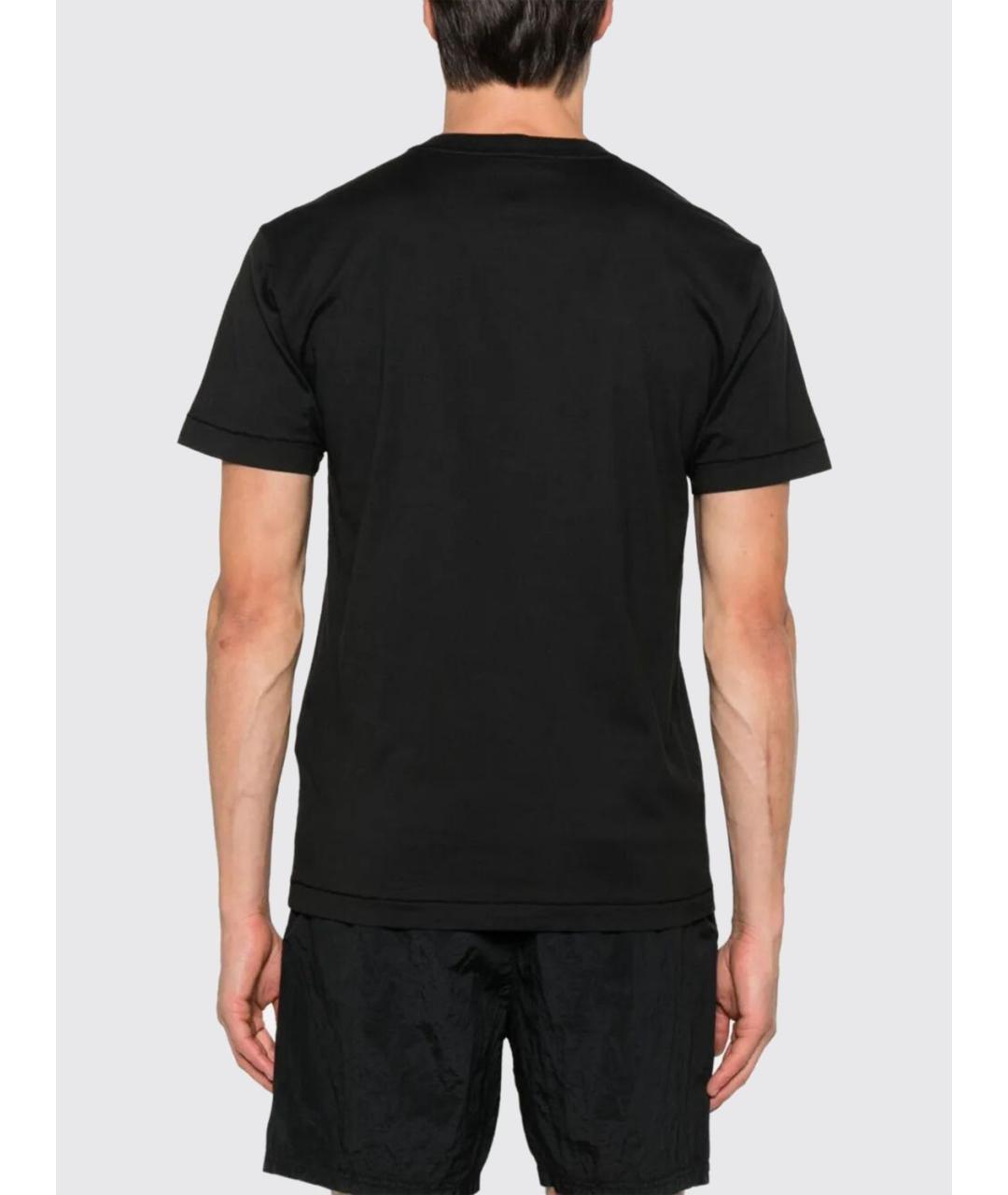 STONE ISLAND Черная хлопковая футболка, фото 3