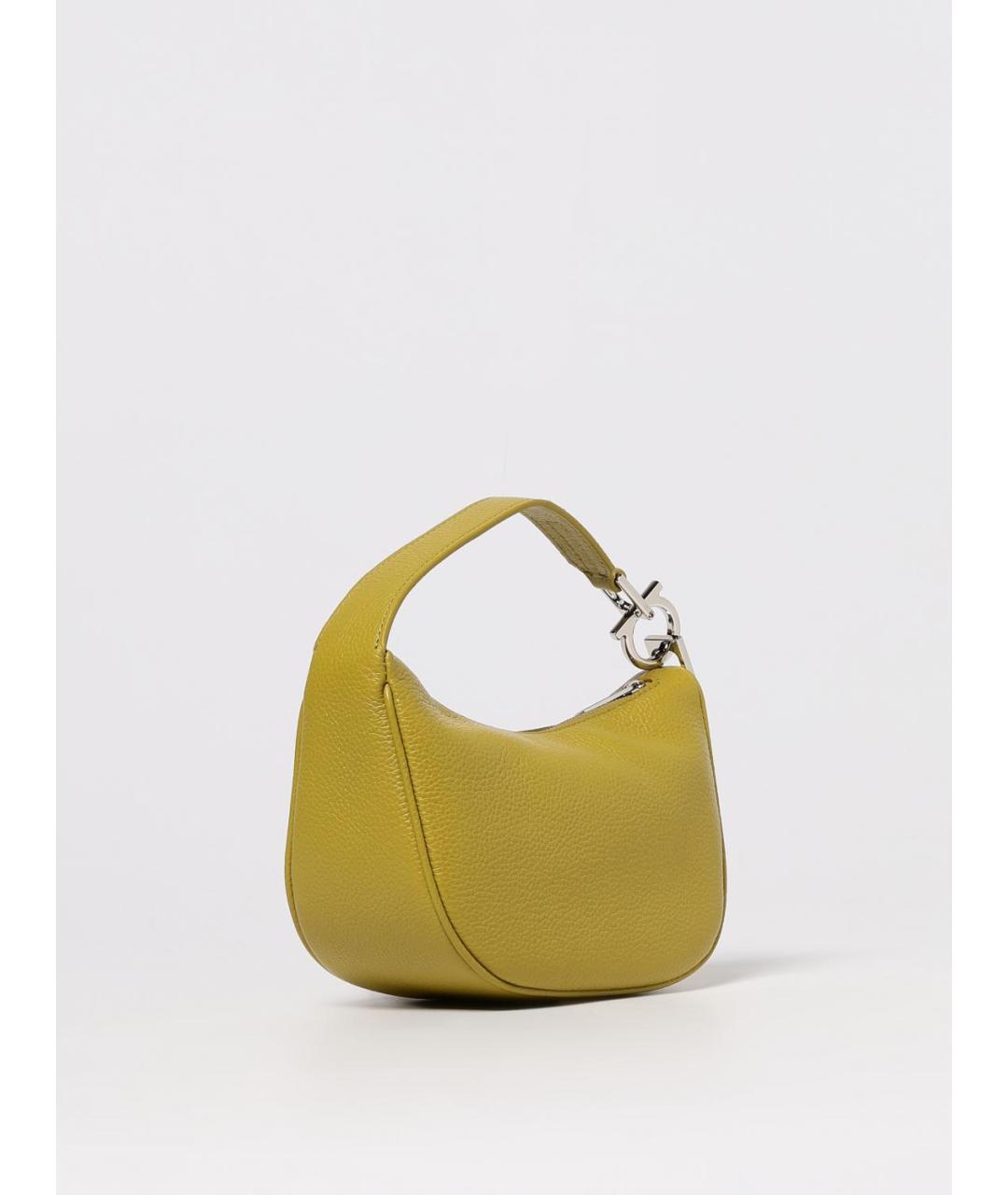 FERRAGAMO Желтая кожаная сумка через плечо, фото 3