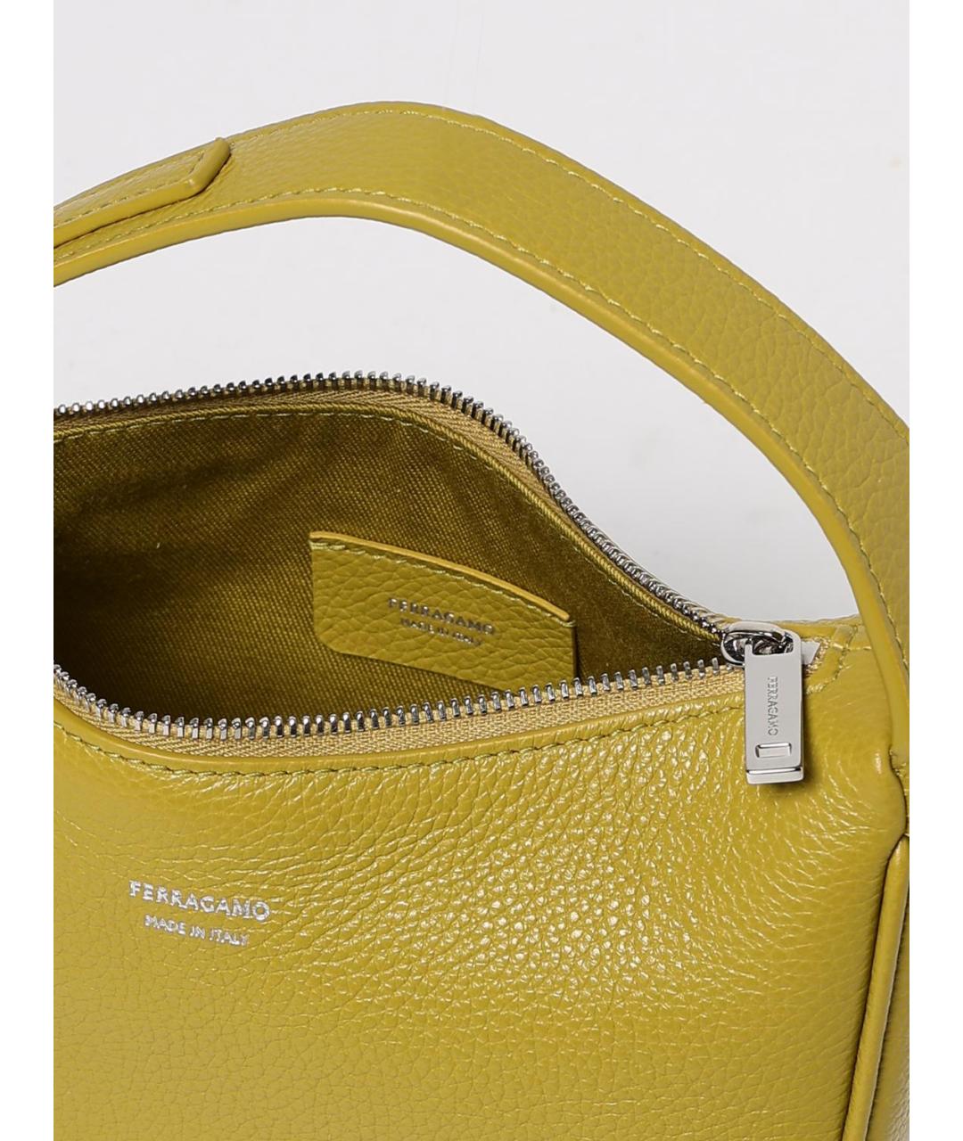 FERRAGAMO Желтая кожаная сумка через плечо, фото 5