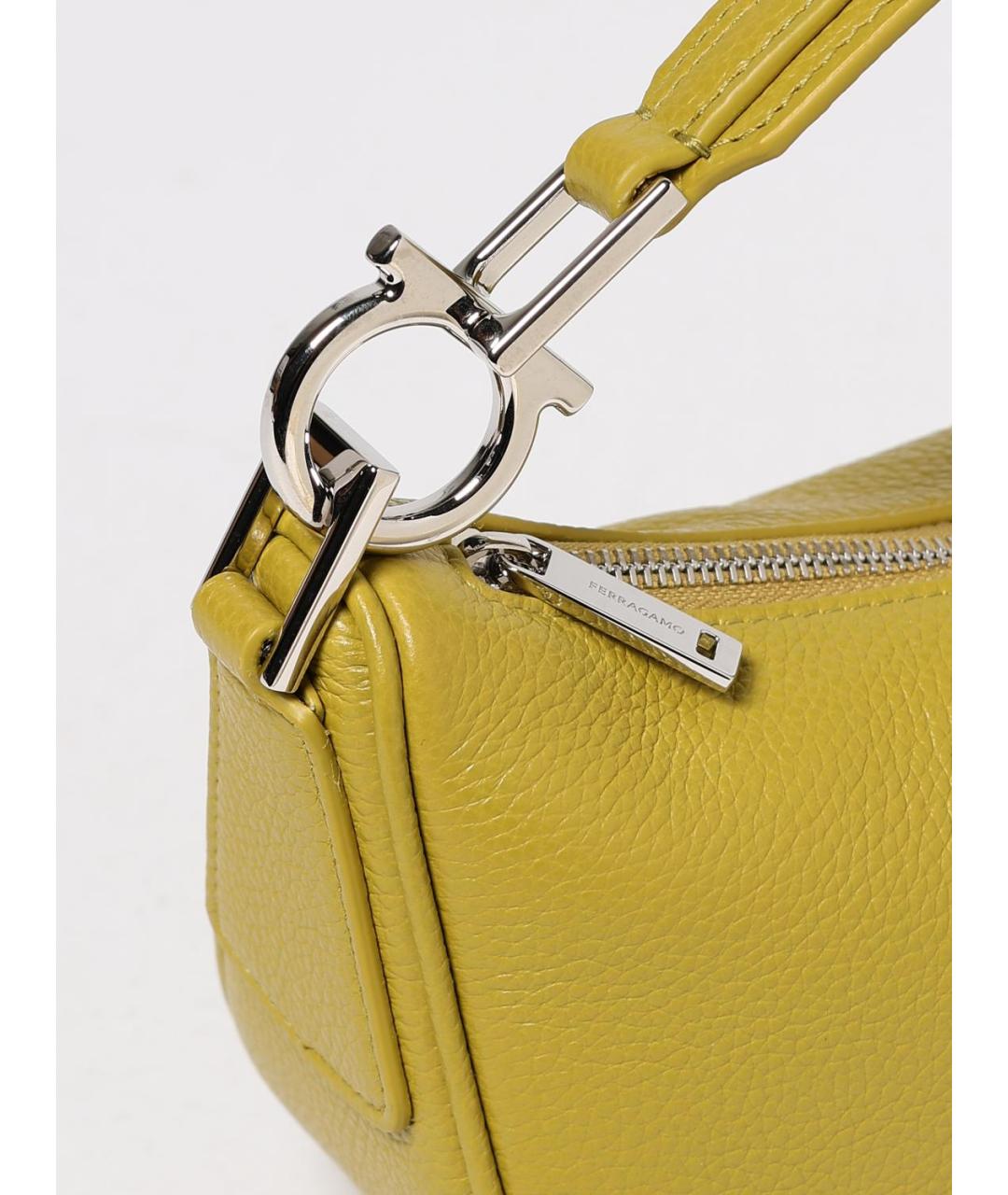 FERRAGAMO Желтая кожаная сумка через плечо, фото 4