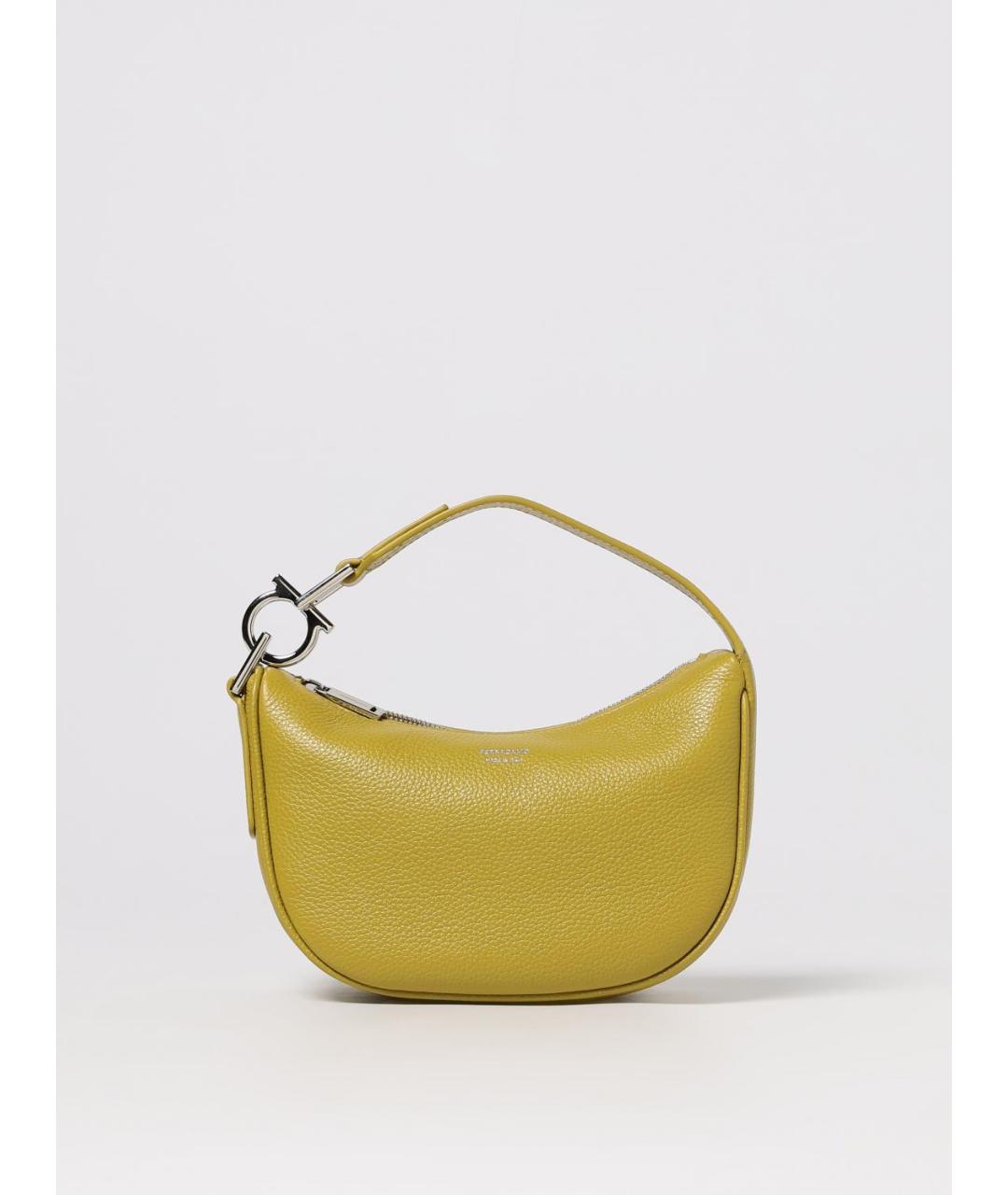 FERRAGAMO Желтая кожаная сумка через плечо, фото 6